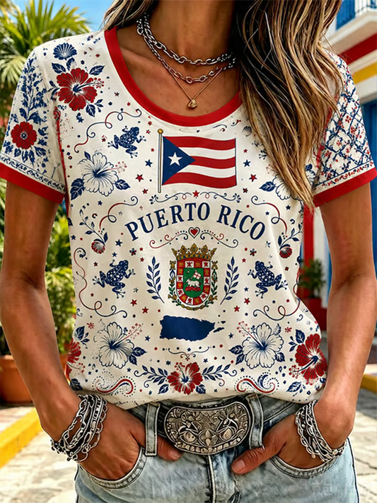 Women's Puerto Rico Printed short-sleeved T-shirt