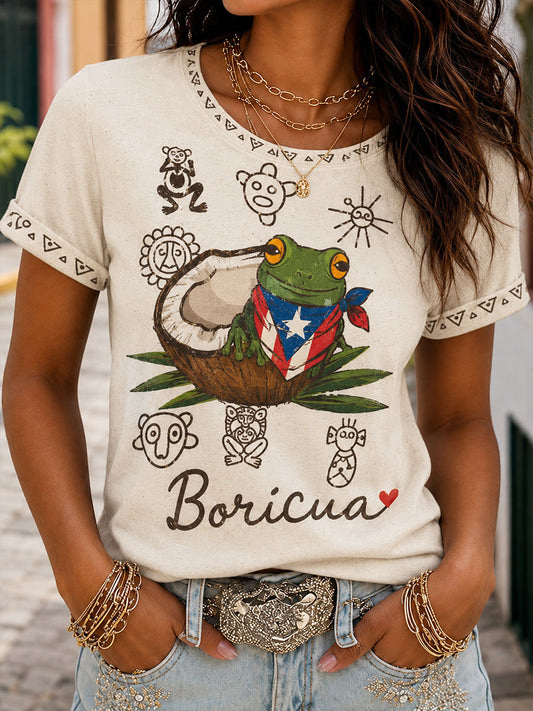 Women's Puerto Rico Pride Art Printed T-shirt