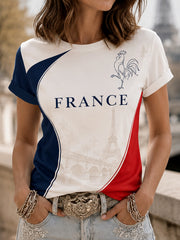Women's France Print Casual Tee
