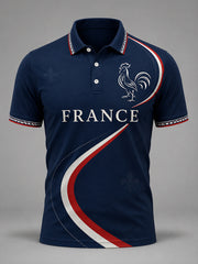 Men's France Print Casual Polo Shirt