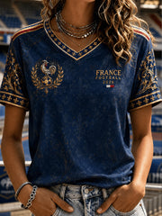 Women's France Football Fan Print short-sleeved T-shirt