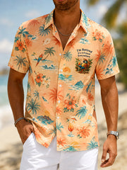 Men's I'm Retired It's 5 O'clock Everywhere Parrot Print Casual Short Sleeve Shirt