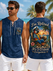 Men's I'm Retired It's 5 O'clock Everywhere Parrot Print Casual Tank Top