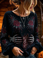 Women's Gothic Style Floral Cotton Linen Shirt