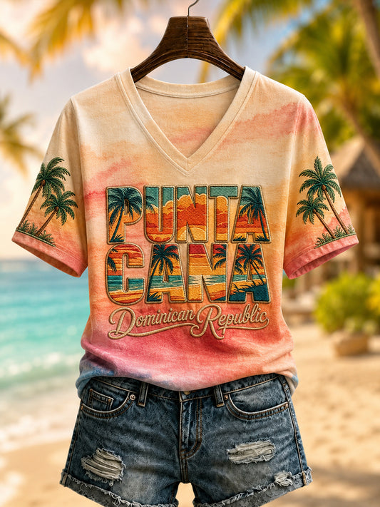 Women's Dominican Republic Beach Vacation Print T-shirt
