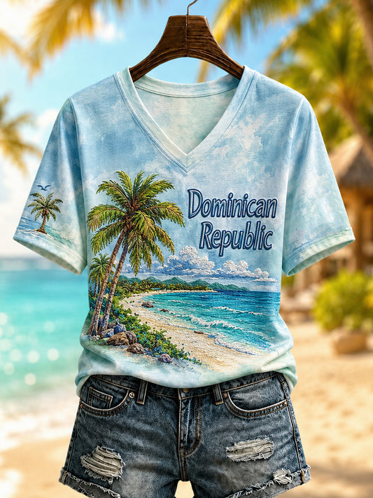 Women's Dominican Republic Beach Vacation Print T-shirt