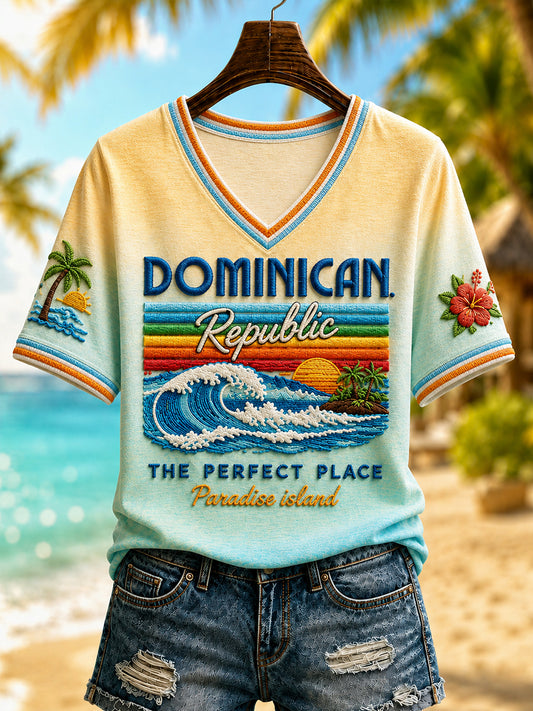 Women's Dominican Republic Beach Vacation Print T-shirt