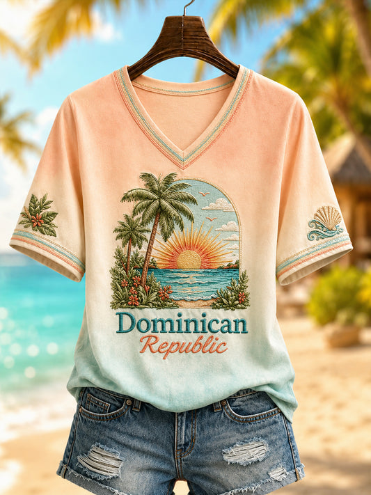Women's Dominican Republic Beach Vacation Print T-shirt