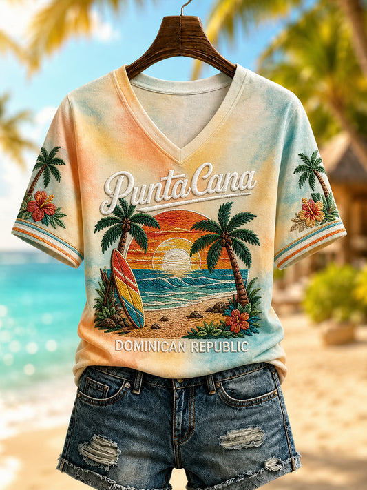 Women's Dominican Republic Beach Vacation Print T-shirt
