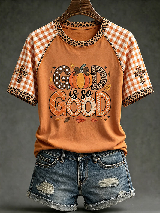Women's autumn main faith slogan pattern printed casual short-sleeve T-shirt
