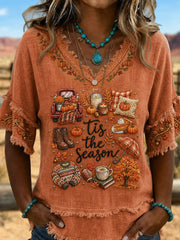 Women's Tis the season Cotton-Linen Shirt