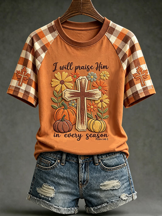 Women's autumn main faith slogan pattern printed casual short-sleeve T-shirt