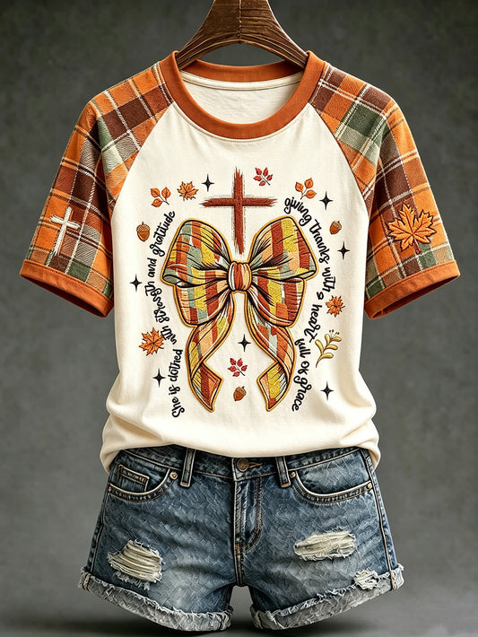 Women's autumn main faith slogan pattern printed casual short-sleeve T-shirt