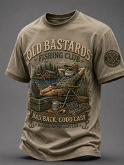 Men's Funny Old Bastards Fishing Club Lifetime Member Print Short Sleeve T-shirt