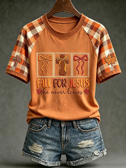 Women's autumn main faith slogan pattern printed casual short-sleeve T-shirt
