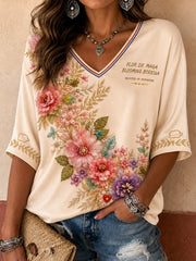 Women's Puerto Rico Art Printed Linen Tops