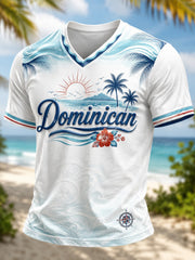 Men's Dominican Printed V-neck T-shirt