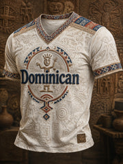 Men's Dominican Printed V-neck T-shirt
