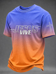 Men's “Jesus Vive”Christian Faith Printed Casual T-Shirt