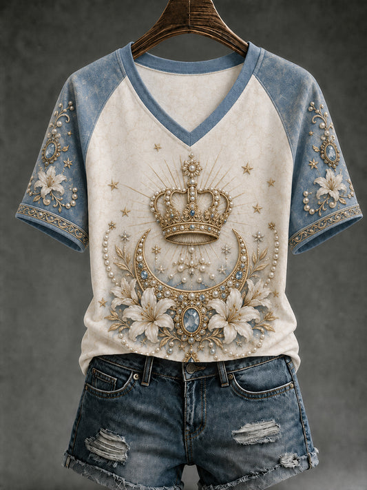 Women's Assumption of Mary Print V-neck T-Shirt