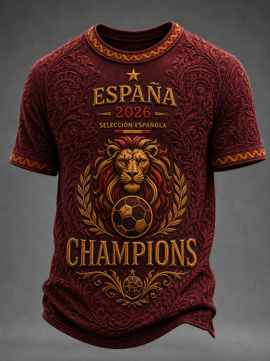 Men's España Champions Gift For Football Fans Print Casual Short Sleeve T-shirt