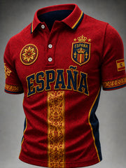 Men's  España Lover Print Casual Short Sleeve Top