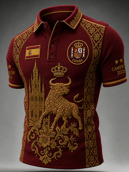 Men's  España Lover Print Casual Short Sleeve Top