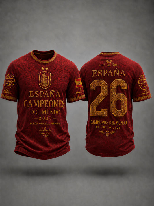 Men's  España Lover Print Casual Short Sleeve T-shirt