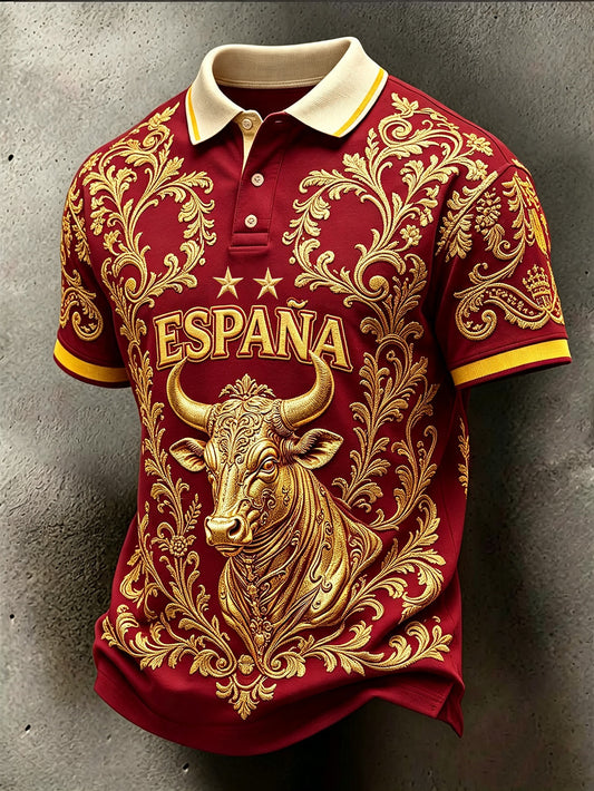 Men's 2026 España Football Fans Leisure Short Sleeve Polo Shirt