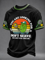 Men's”If You Are Looking For A Soft Serve,Go Get Ice Cream" Fun & Casual Pickleball T-shirt