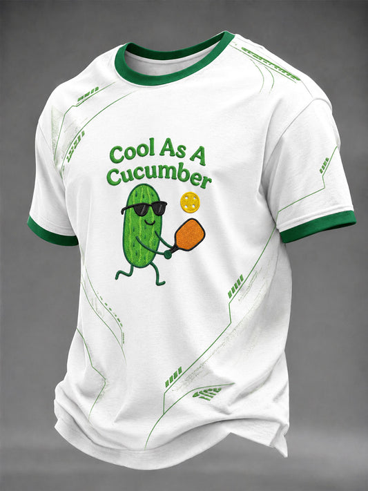 Men's”Cool As A Cucumber" Fun & Casual Pickleball T-shirt
