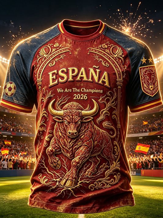 Men's 2026 España Football Fans Casual Short Sleeve T-Shirt