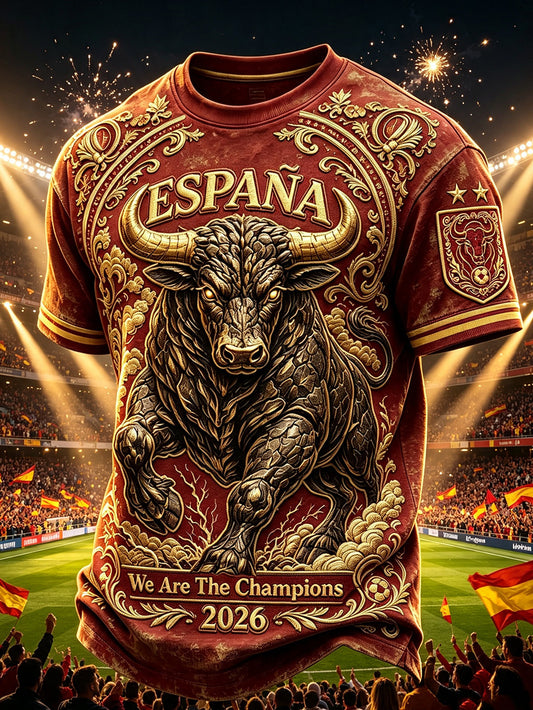 Men's 2026 España Football Fans Casual Short Sleeve T-Shirt