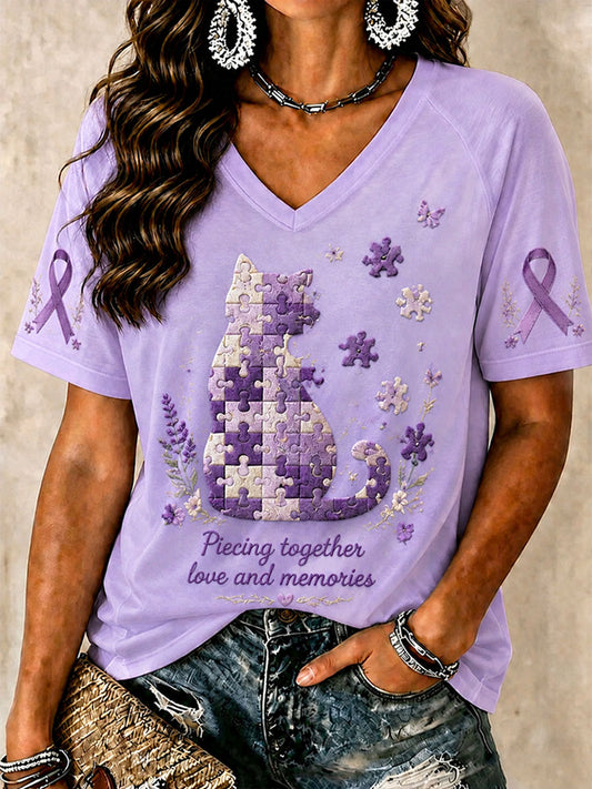 Women's "Piecing Together Love And Memories - Alzheimer's Theme" T-shirt