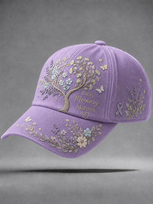 Alzheimer's Theme "Every Membery Matters" Floral Print Casual Unisex  Hat