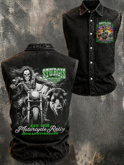 Men's Motorcycle Rally Printed Sleeveless Shirt