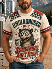 Men's Funny Opossum Vintage Graphic Undiagnosed but Something Ain’t Right  Short Sleeve T-shirt