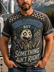 Men's Funny Opossum Vintage Graphic Undiagnosed but Something Ain’t Right  Short Sleeve T-shirt