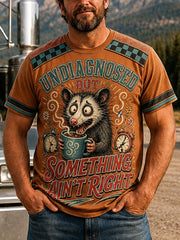 Men's Funny Opossum Vintage Graphic Undiagnosed but Something Ain’t Right  Short Sleeve T-shirt