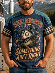 Men's Funny Opossum Vintage Graphic Undiagnosed but Something Ain’t Right  Short Sleeve T-shirt