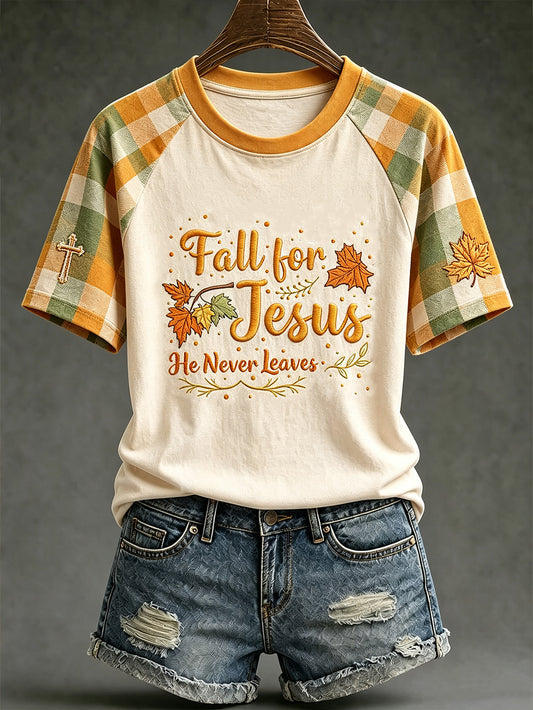 Women's autumn element faith slogan printed casual short sleeve T-shirt