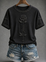 Women's"Jesus"Christian Faith Floral Print Casual T-Shirt