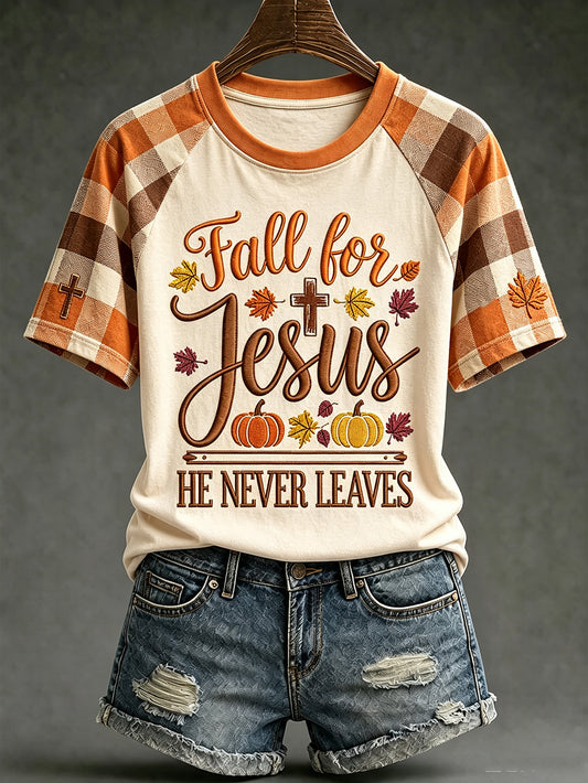 Women's autumn element faith slogan printed casual short sleeve T-shirt