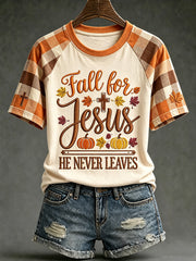 Women's autumn element faith slogan printed casual short sleeve T-shirt