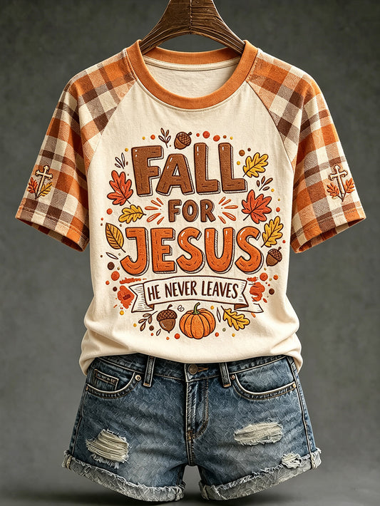 Women's autumn element faith slogan printed casual short sleeve T-shirt