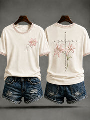 Women's"Jesus"Christian Faith Floral Print Casual T-Shirt
