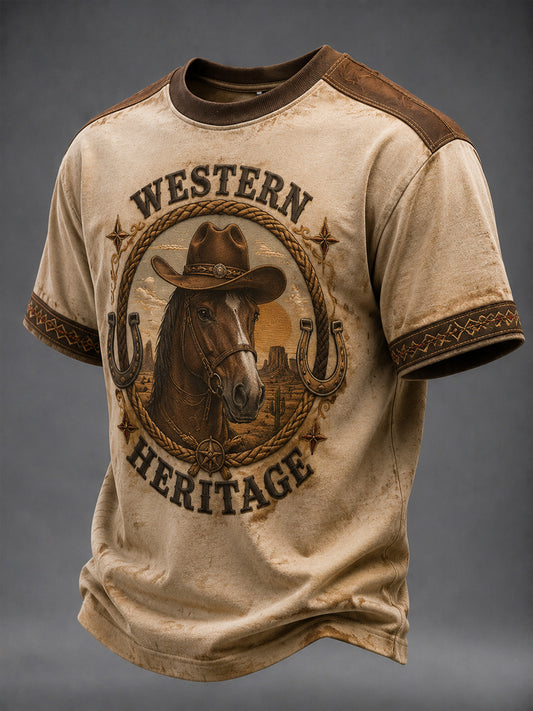 Men's Vintage Western Printed T-shirt