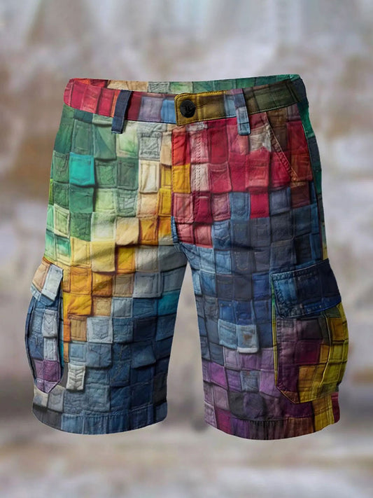 Men's Retro Colorful Geometric Print Shorts
