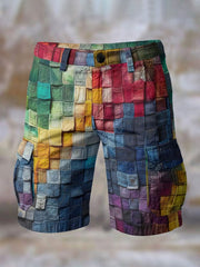 Men's Retro Colorful Geometric Print Shorts
