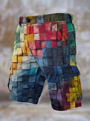 Men's Retro Colorful Geometric Print Shorts